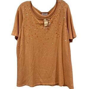 Avenue Sequins Peach Sweater Sz.18/20 NWT